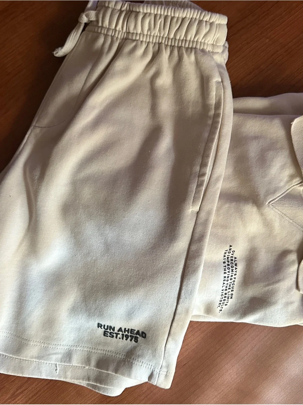 Zara Cream Drawstring Sweatshorts